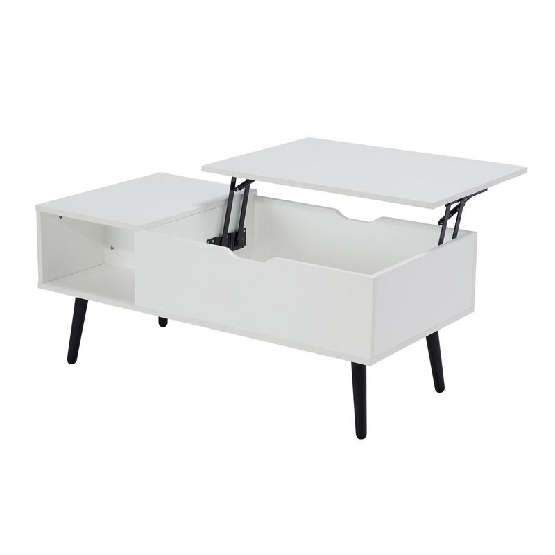 39" Wood Lift Top Coffee Table With Hidden Compartment And Storage Shelf For Living Room, Reception Room, White_voghion.com