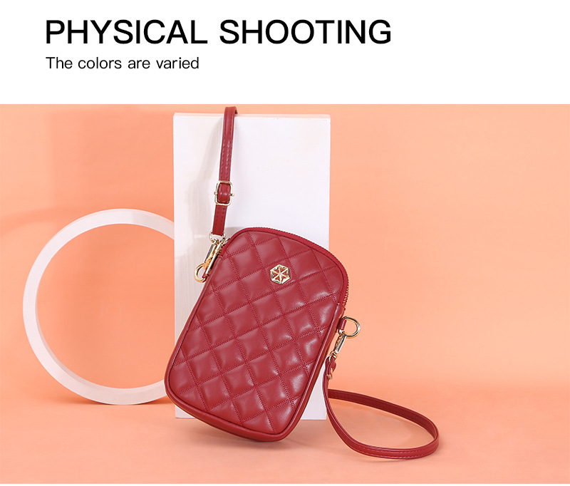 BOISEEN borsa per cellulare borsa piccola a rombo femminile borsa a tracolla con cerniera a doppio strato portamonete verticale da donna_voghion.com