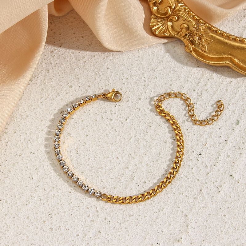 ins mode temperament lätt lyx mångsidig nyckelbenskedja skarvning tunn kubansk kedja zirkon armband halsband_voghion.com