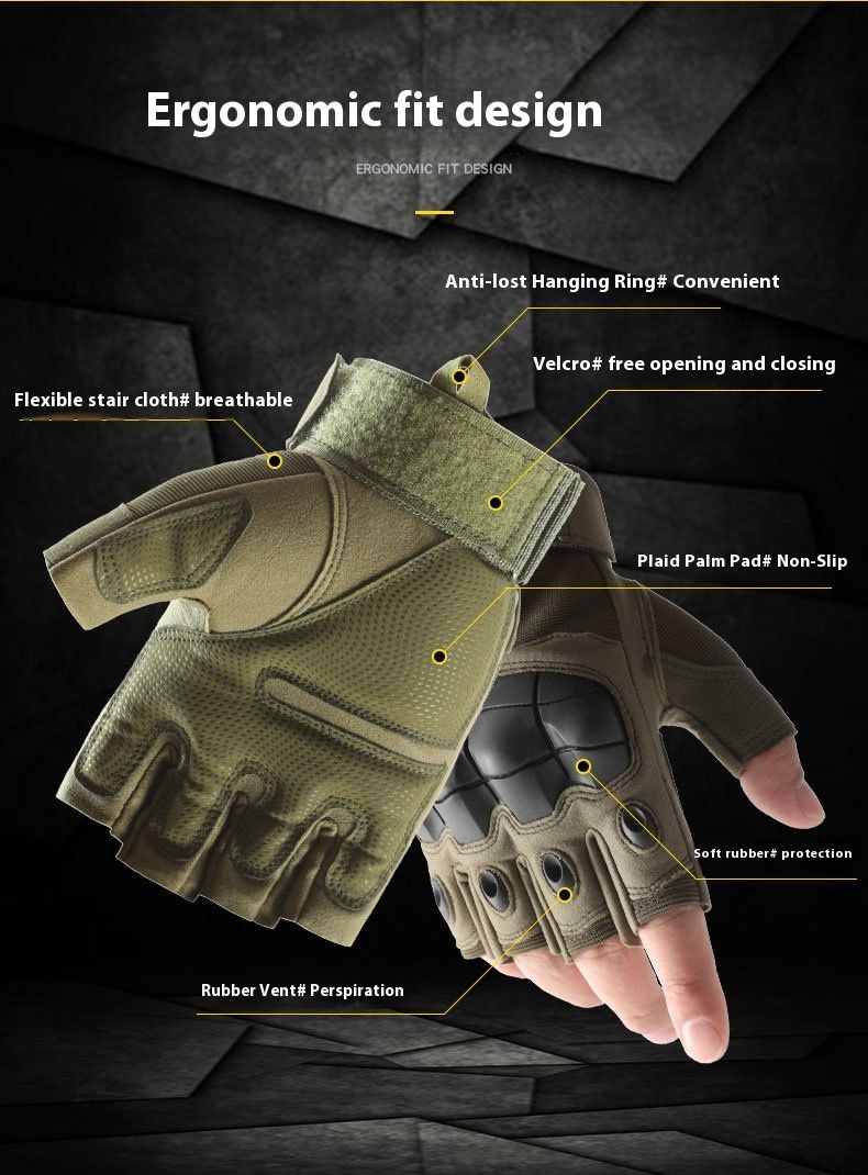 Reithalbfinger für Herren Xia Z903 Outdoor Special Forces Combat Training Motorrad Schutz Taktische Handschuhe_voghion.com
