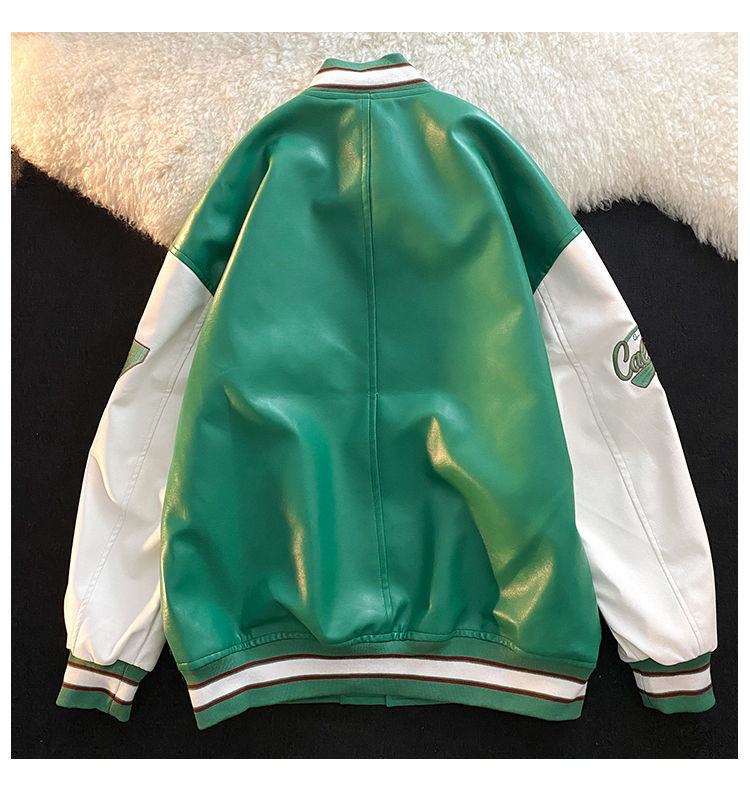 Retro črka vezenje jakna ženske Y2K pomlad ulica hip-hop baseball uniforma par priložnostna bomber jakna usnje_voghion.com