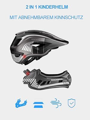 ROCKBROS Fahrrad Kinderhelm Integralhelm Schutzhelm Antischweiß Trennbar 48-58CM_voghion.com