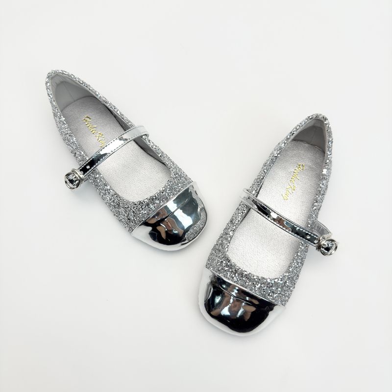 Mädchen-Flachschuhe, runde Zehenpartie, flacher Mund, flache Mädchenschuhe, süße neue Pailletten-Strass-Silber-Mary-Jane-Schuhe für Mädchen_voghion.com