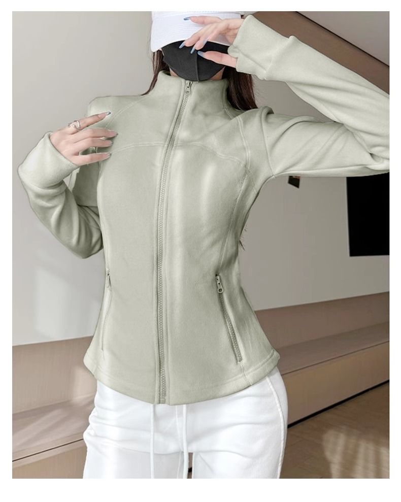 Giacca felpata foderata in pile polare slim fit invernale 2025 per donna, abbigliamento yoga primaverile autunnale_voghion.com