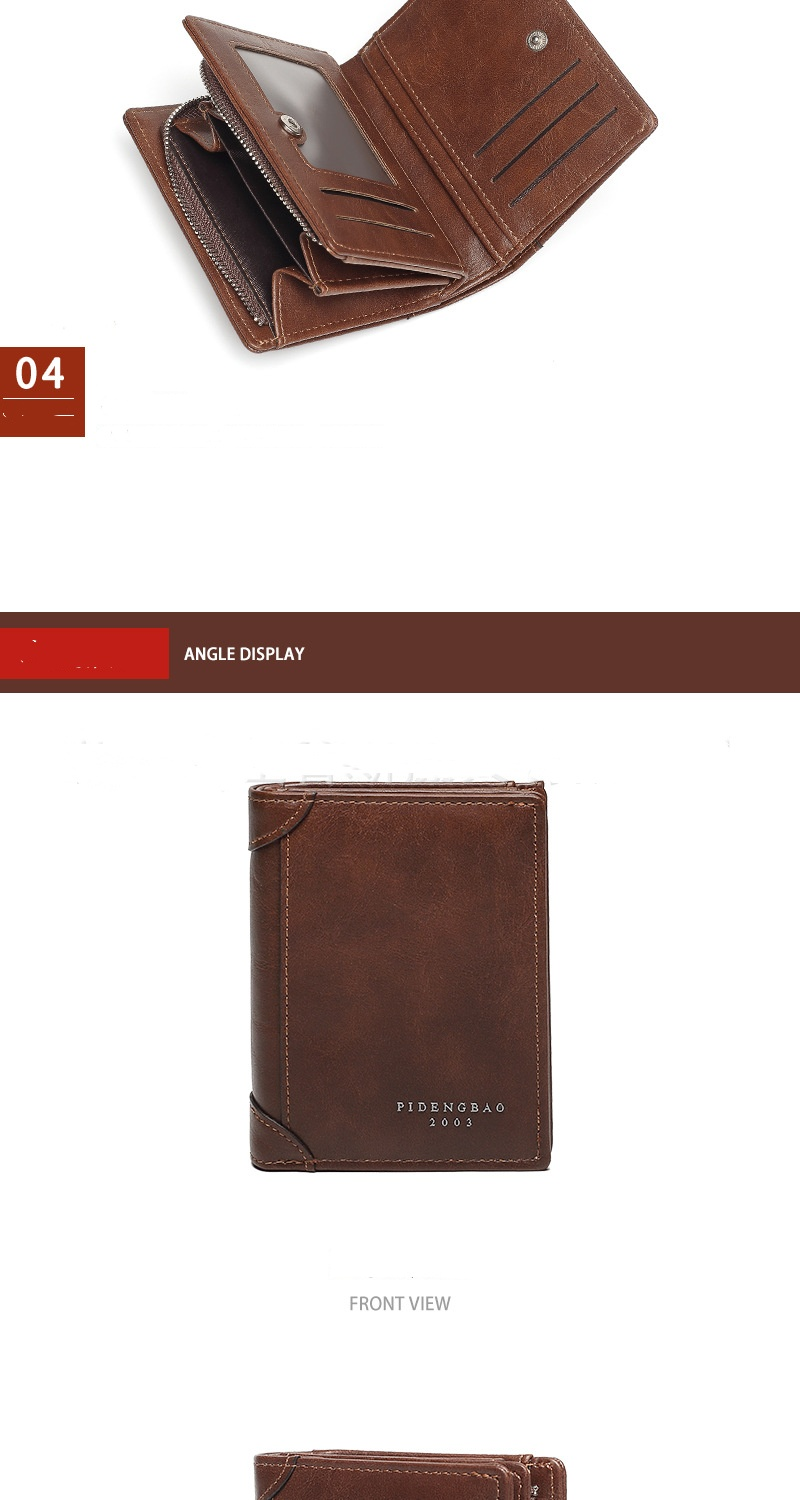 New Retro Men's Wallet Business Short Multi-slot Zipper Coin Wallet Men's Wallet_voghion.com