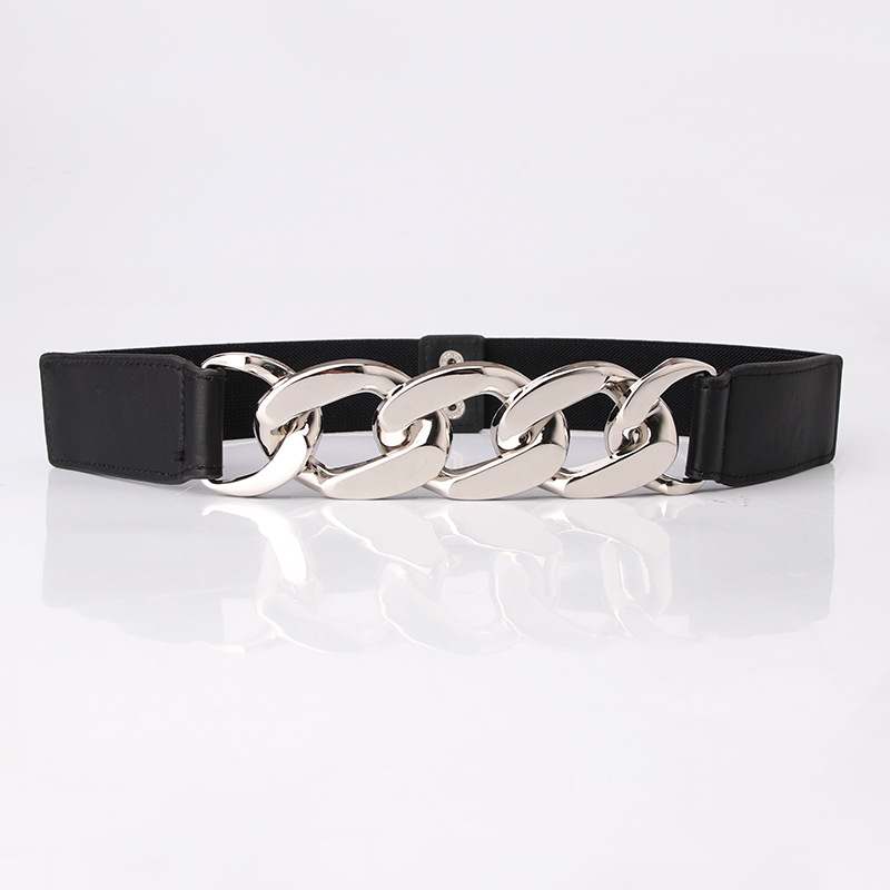 Internet celebrity same style ladies student dress decorative belt exaggerated chain elastic elastic girdle women's belt_voghion.com