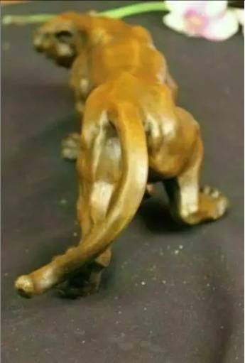 Stor 36 cm bronseskulpturstatue panter leopard jaguarkatt merket emaljedekorasjon messing bronse hjem skrivebordsdekor_voghion.com