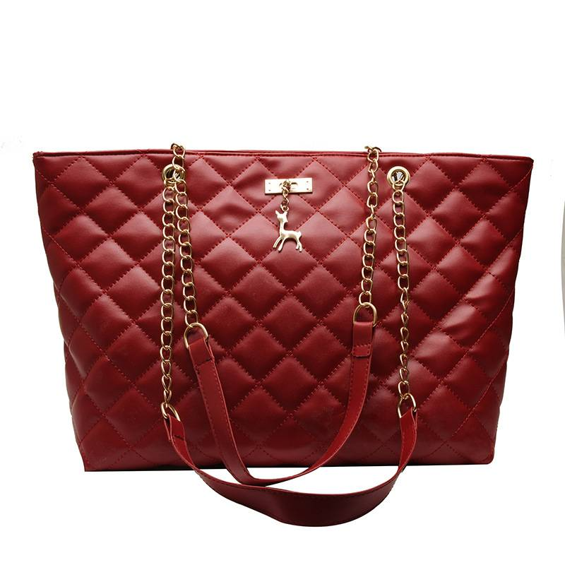 Women's Bags New Embroidery Rhombus Chain Large Bag Messenger Bag Large Capacity Bag Deer Shoulder Bag Wholesale Bag_voghion.com