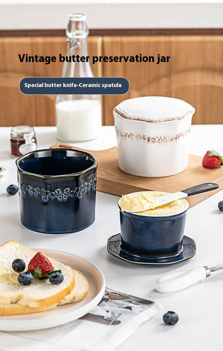 Beurrier géométrique en céramique – Récipient hermétique pour fromage et beurre avec couvercle, organiseur de cuisine_voghion.com