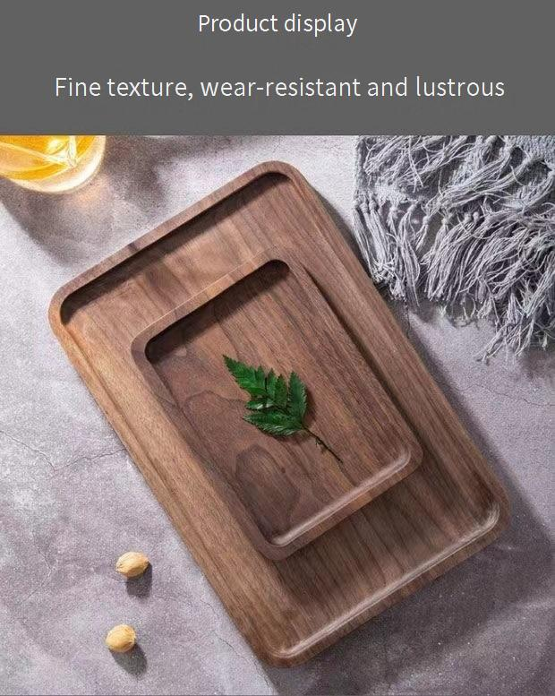 Japanese Style Black Walnut Wood Tray - Rectangular Multi-Purpose Serving Tray For Tea Cups & Dining_voghion.com