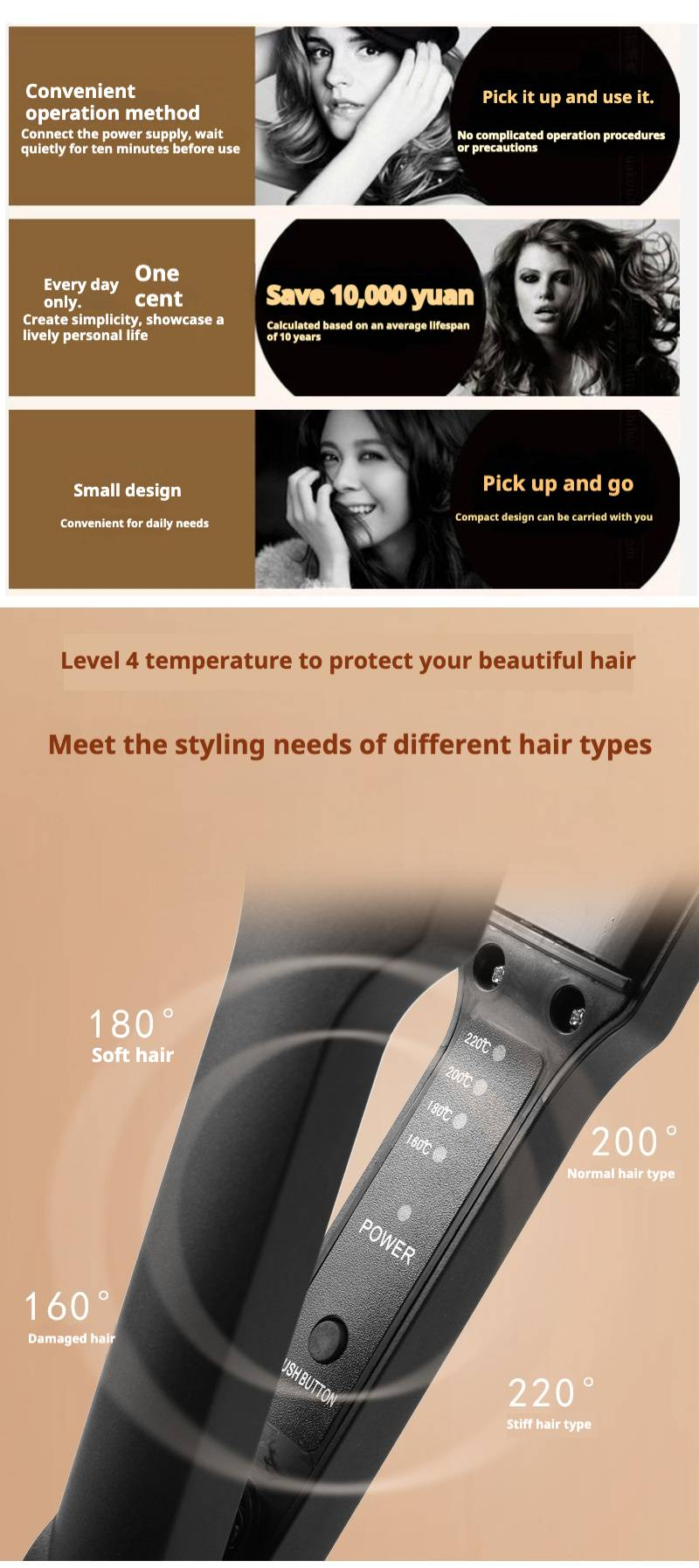 Dorm-Friendly Hair Styler Curling Iron & Straightener (Mini Travel Size Fast Heating Voltage Safe Dual Voltage For College Use)_voghion.com