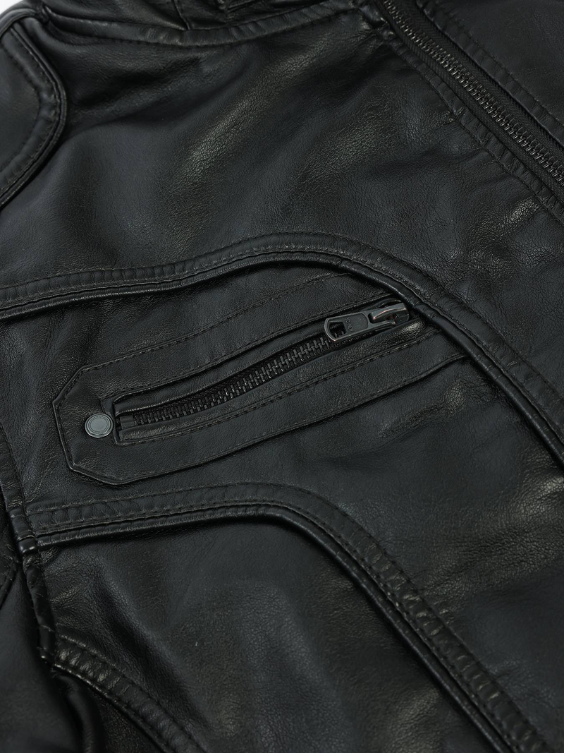 Young Men's Leather Jackets For Spring, Autumn And Winter Cycling, Casual Stand-up Collar Motorcycle Jackets_voghion.com