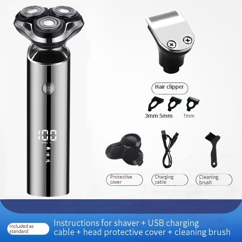 Multi-Grooming Electric Shaver For Men – 3D Floating Heads, 80-Min Runtime, USB Charging, Waterproof & All-in-One Kit (LED Display)_voghion.com