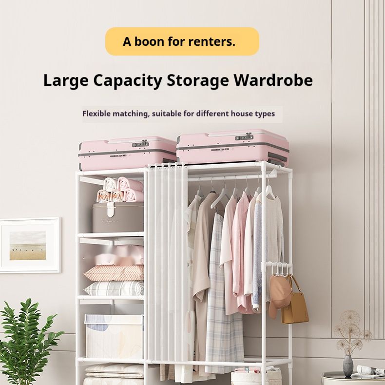Portable Wardrobe Closet With Dust Cover – Freestanding Closet Organizer With Shelves, Easy Assembly, Modern Design For Home & Dorm_voghion.com