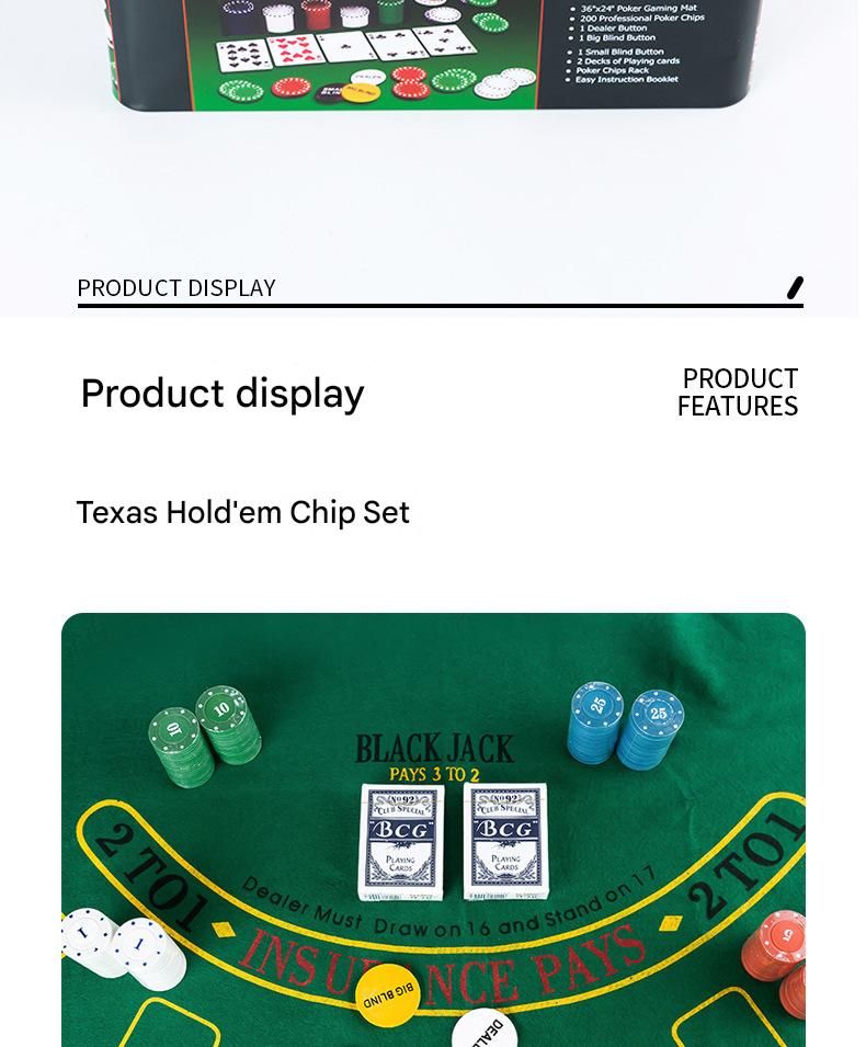 Texas Hold'em Poker Baccarat Blackjack Set 200 Numbered Chips With Tablecloth Banker Code In Iron Box Wholesale_voghion.com
