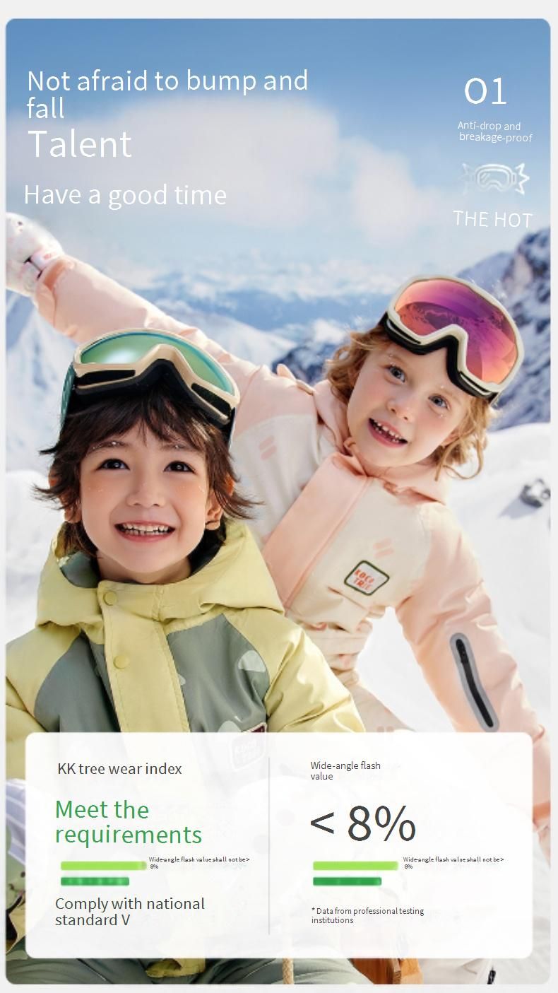 Masque de ski enfant – Masque antibuée avec protection UV400 – Coupe-vent et compatible avec le port de lunettes de vue (Bleu arctique/Rose poudré)_voghion.com