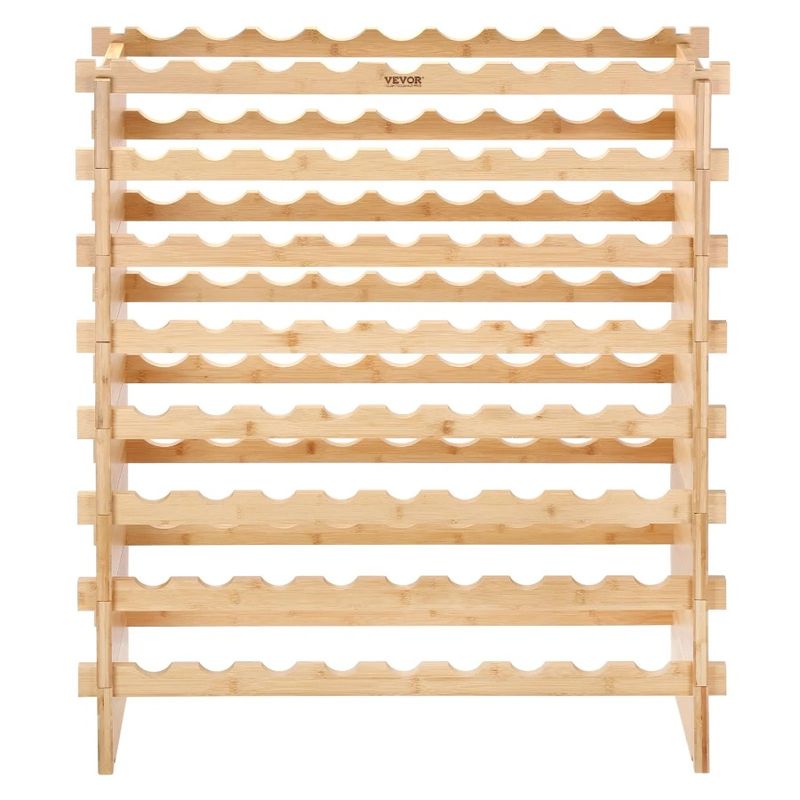 Display Bottle Wine Wood Rack 8-Tier Modular 72 Shelf Bamboo Stackable_voghion.com