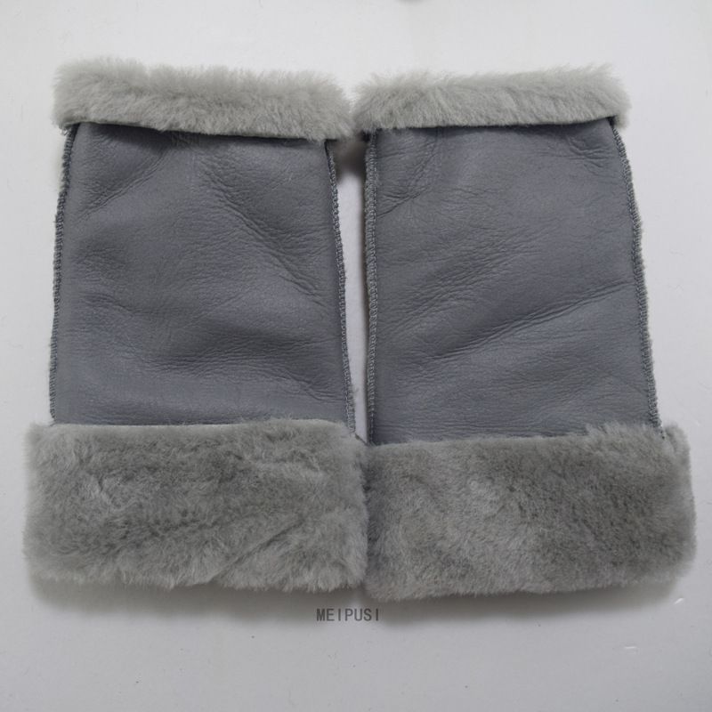 Gants d'hiver chauds en cuir véritable pour femme, demi-doigts, surface laquée, en peau de mouton, à la mode et pour l'extérieur_voghion.com