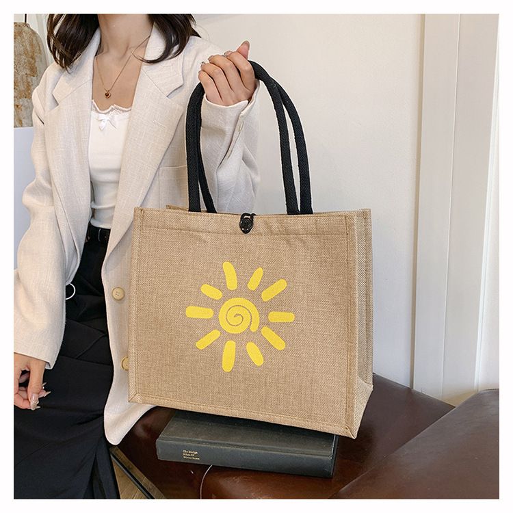 Beach Bag Thickened Large Capacity Linen Underarm Bag Shopping Bag Commuter Tote Bag Premium Casual Hand Bill Shoulder Bag Minimalism_voghion.com