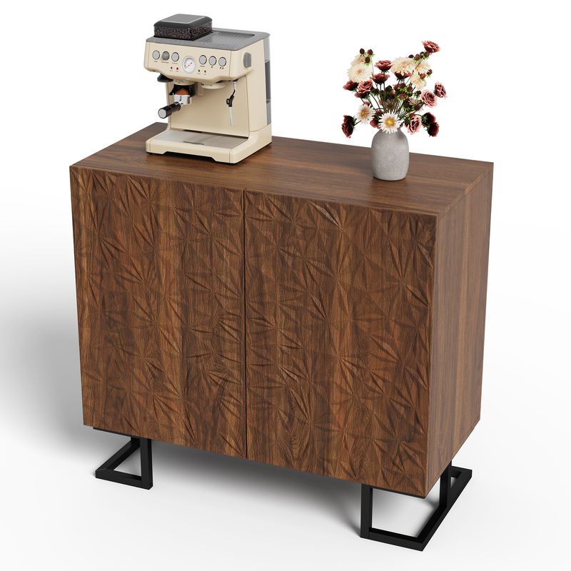 Credenza 80x78 cm Walnussoptik, cassettiera con apertura a pressione, metallo, design moderno_voghion.com