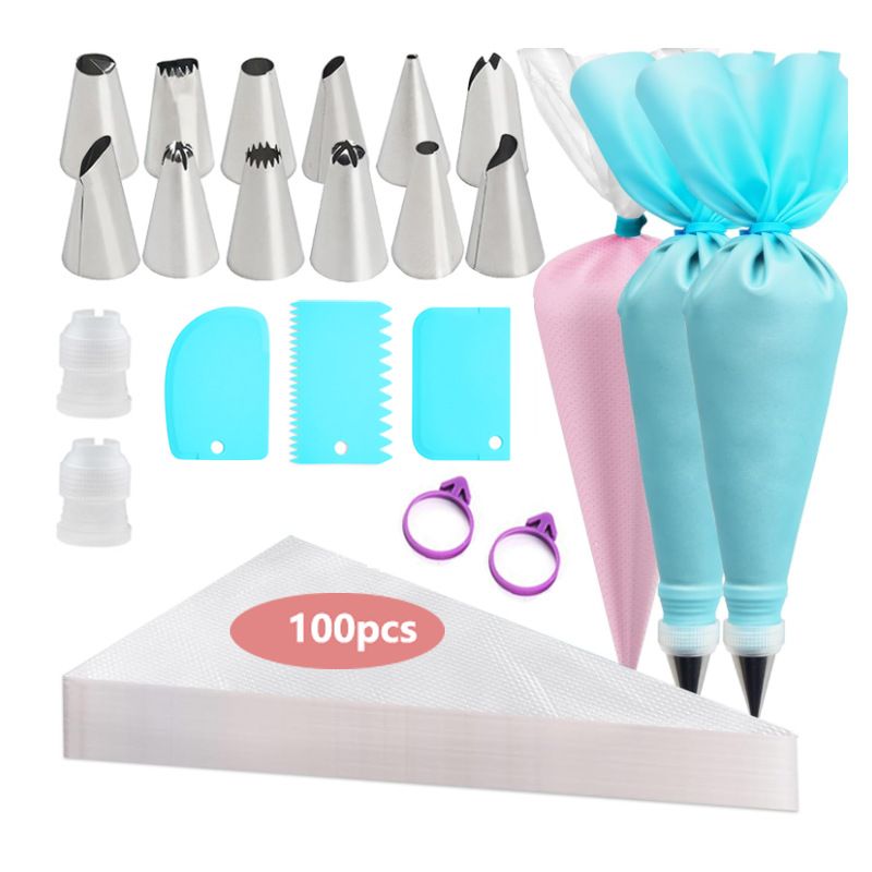 Set di utensili da forno con beccuccio per pasticceria in acciaio inossidabile, sac à poche monouso, strumento per spremere la crema per dolci_voghion.com