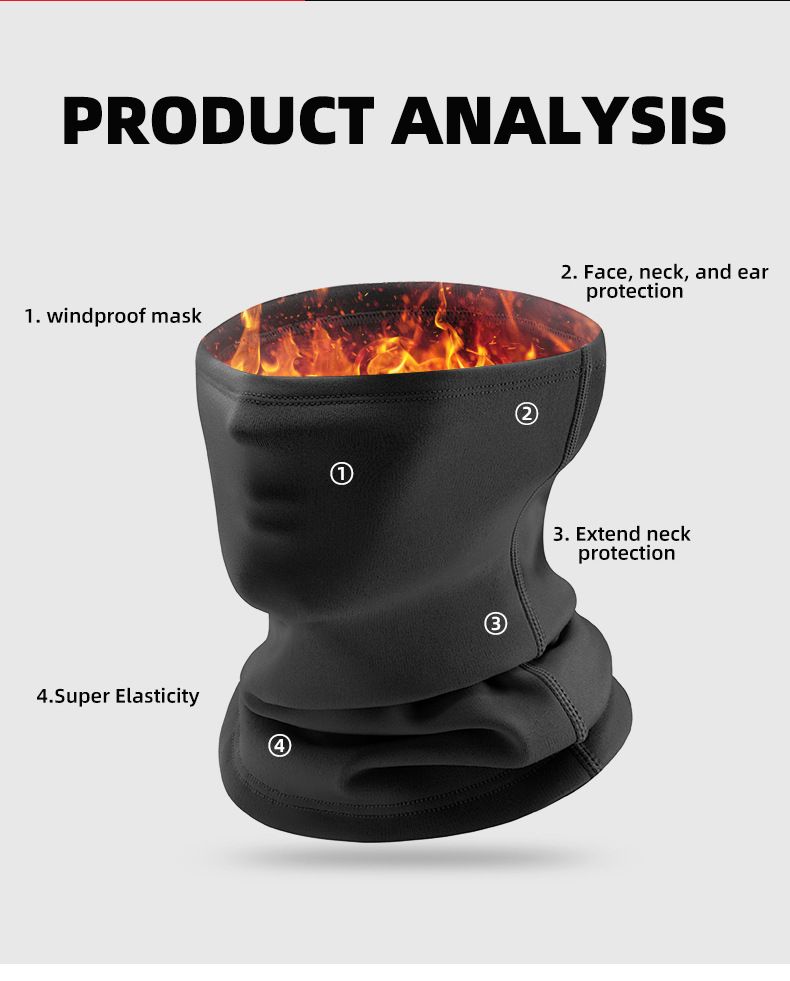 Felpa con cappuccio da ciclismo da uomo, alla moda, antivento, calda, con protezione integrale per il collo, maschera da sci, piccola sciarpa da donna, autunno inverno_voghion.com