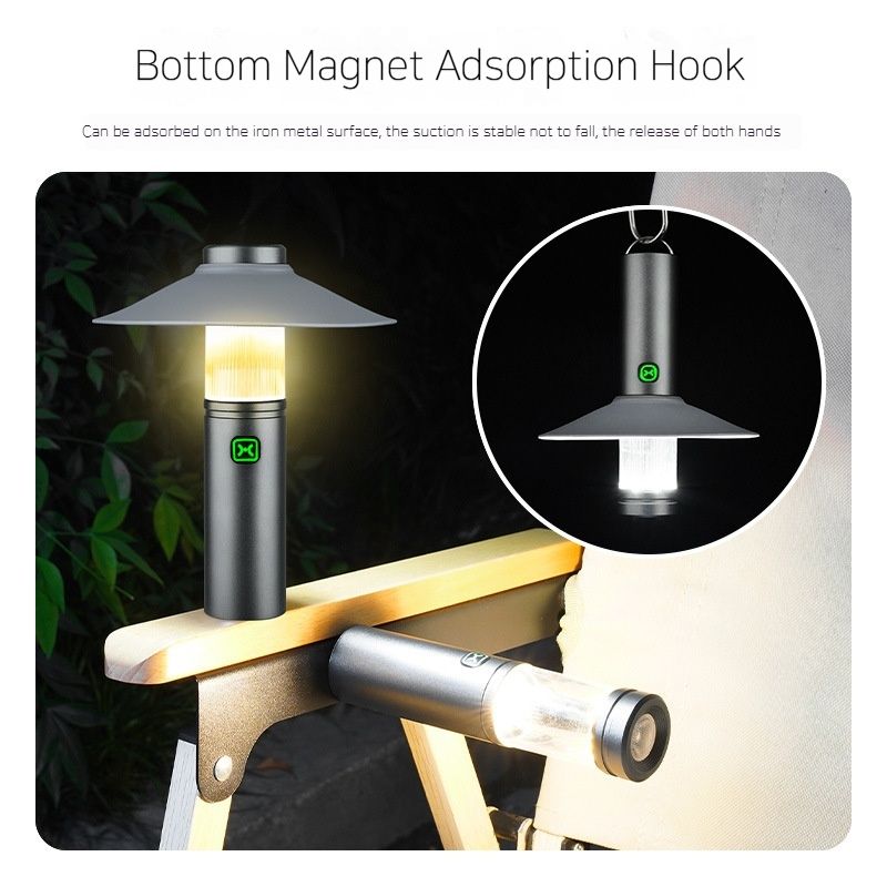 Holofote de acampamento externo três em um, à prova de chuva e lâmpada de iluminação de adsorção magnética suspensa, lâmpada de carregamento_voghion.com