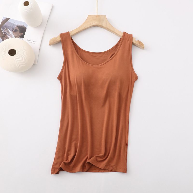 women's clothing One-piece vest bra with chest pad for women, can be worn outside without steel ring_voghion.com