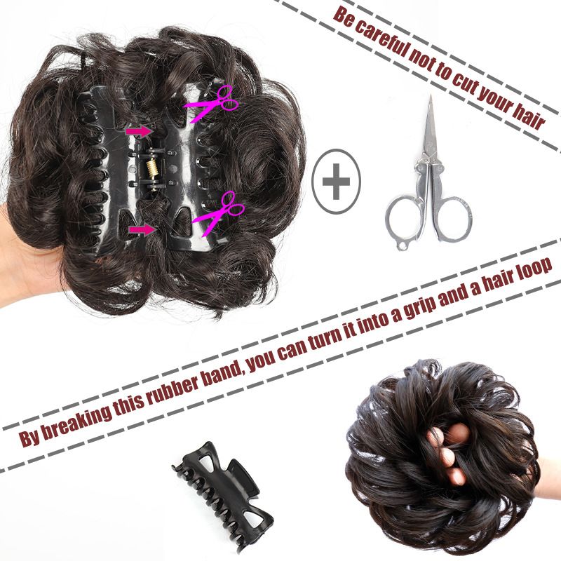 parrucca testa a palla chignon per capelli donna fermaglio per capelli anello chignon staccabile appesantito 70g sacchetto per capelli soffice disordinato_voghion.com