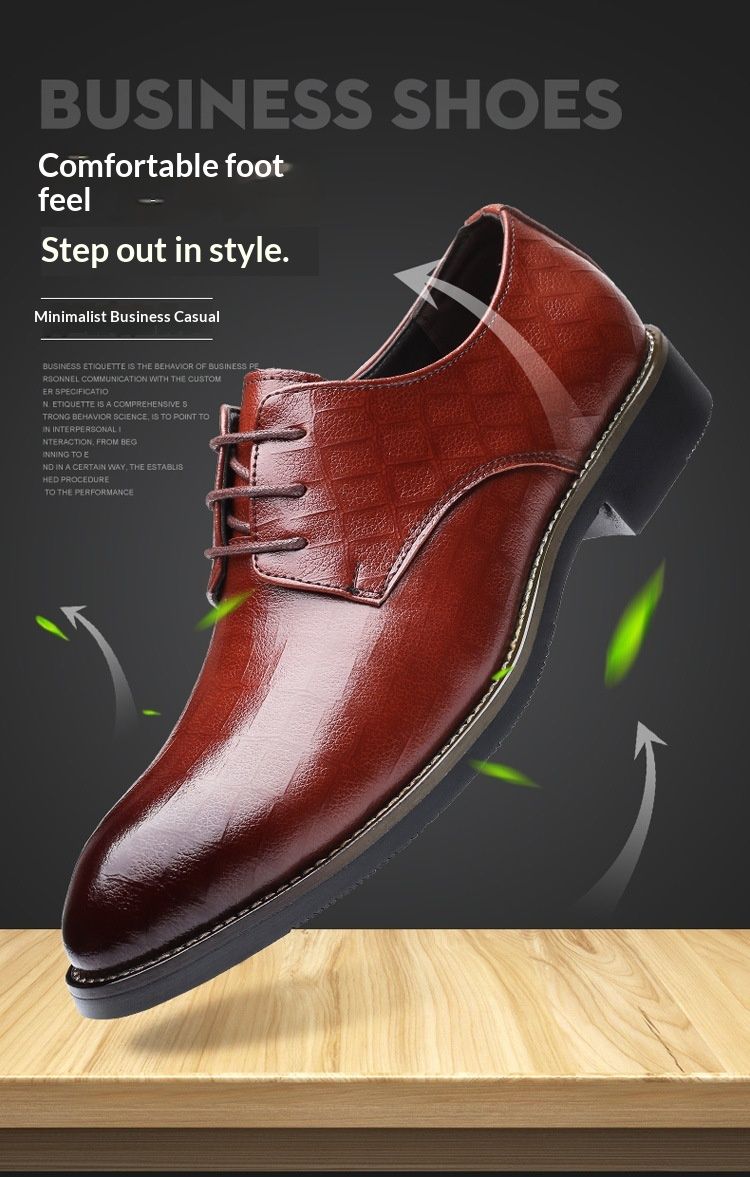 Glide Herren Business-Casual-Schnürschuhe aus echtem Leder mit spitzer Zehenpartie, ideal für Büro, Trauzeugen, Hochzeiten und mehr. Bequem und komfortabel._voghion.com