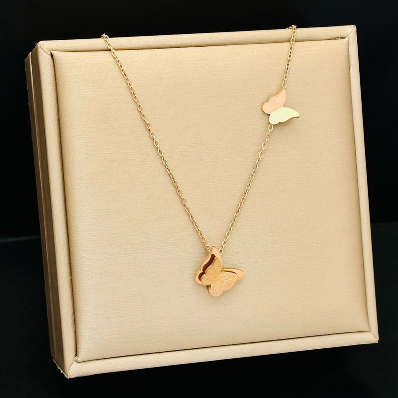 Titanium Steel Butterfly Necklace Short Women's Lock Neck Bone Chain With Non Fading Color, And Cool Style, Instagram_voghion.com