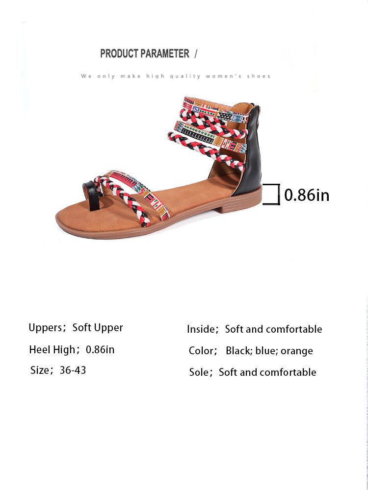 Boho Chic Spliced Plus-size Flat Sandals For Women_voghion.com