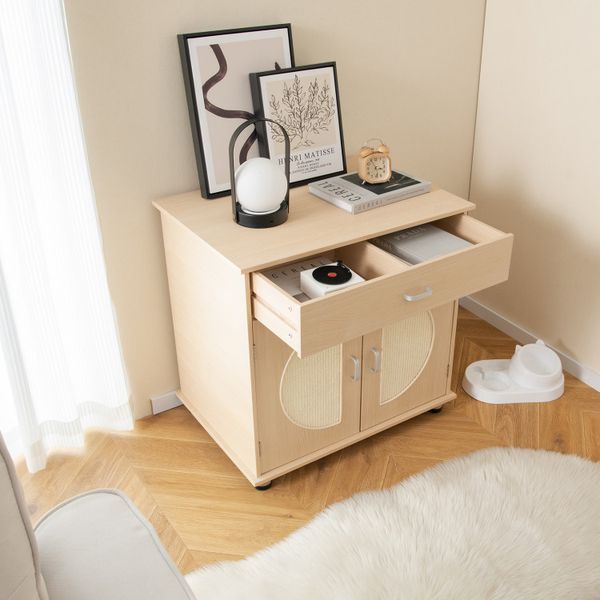 Cat Litter Box Enclosure With Sisal Scratching Doors And Storage_voghion.com