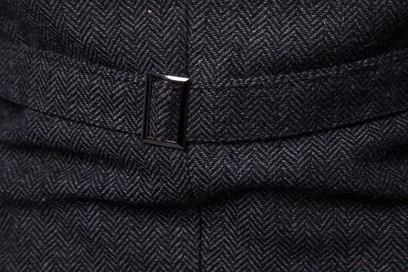 Colete casual de espinha de peixe masculino, colete de terno com decote em V da moda masculina_voghion.com
