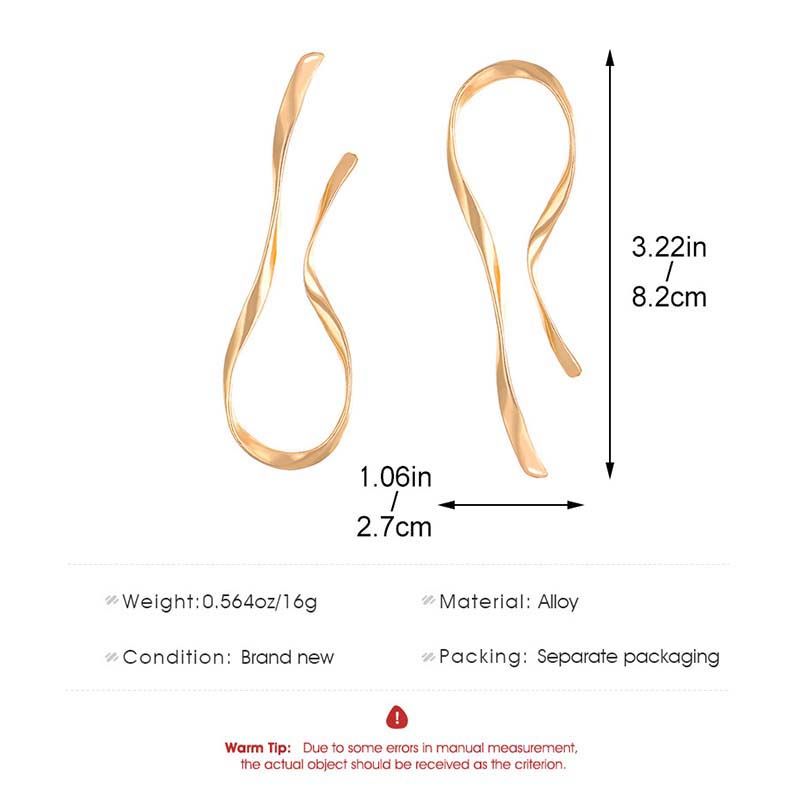 Orecchini pendenti esagerati in metallo con linee irregolari per donna, orecchini asimmetrici intrecciati color oro minimalisti, gioielli regalo_voghion.com