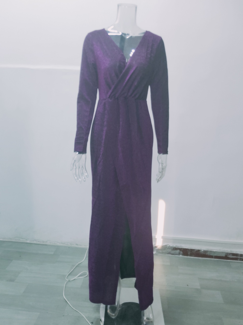 Saia longa feminina vestido de noite profundo decote em v vestido brilhante vestido sexy para jantar_voghion.com