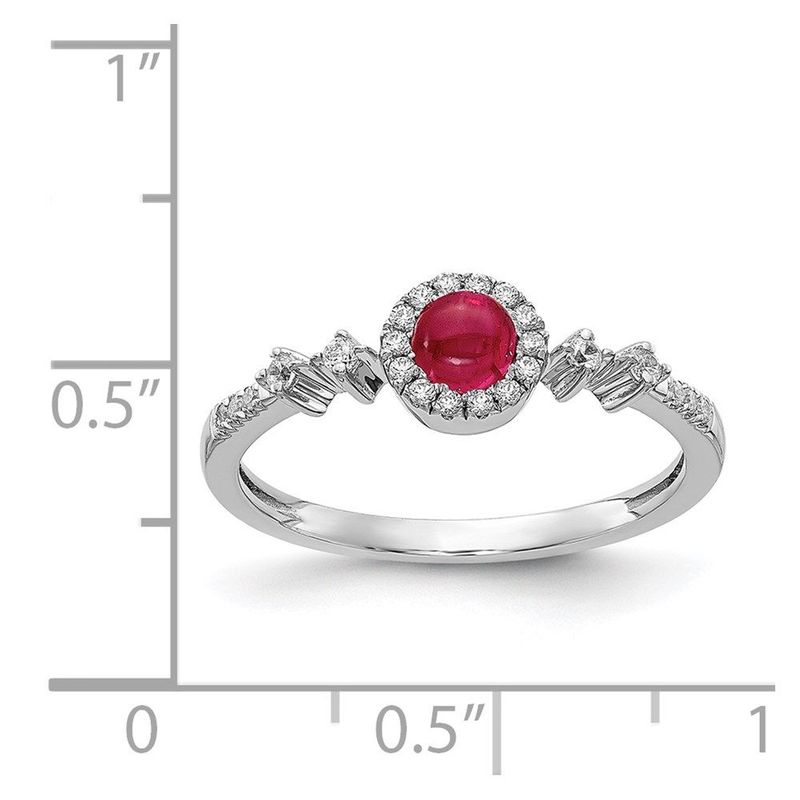 14k White Gold Diamond And Cabochon Ruby Halo Ring_voghion.com