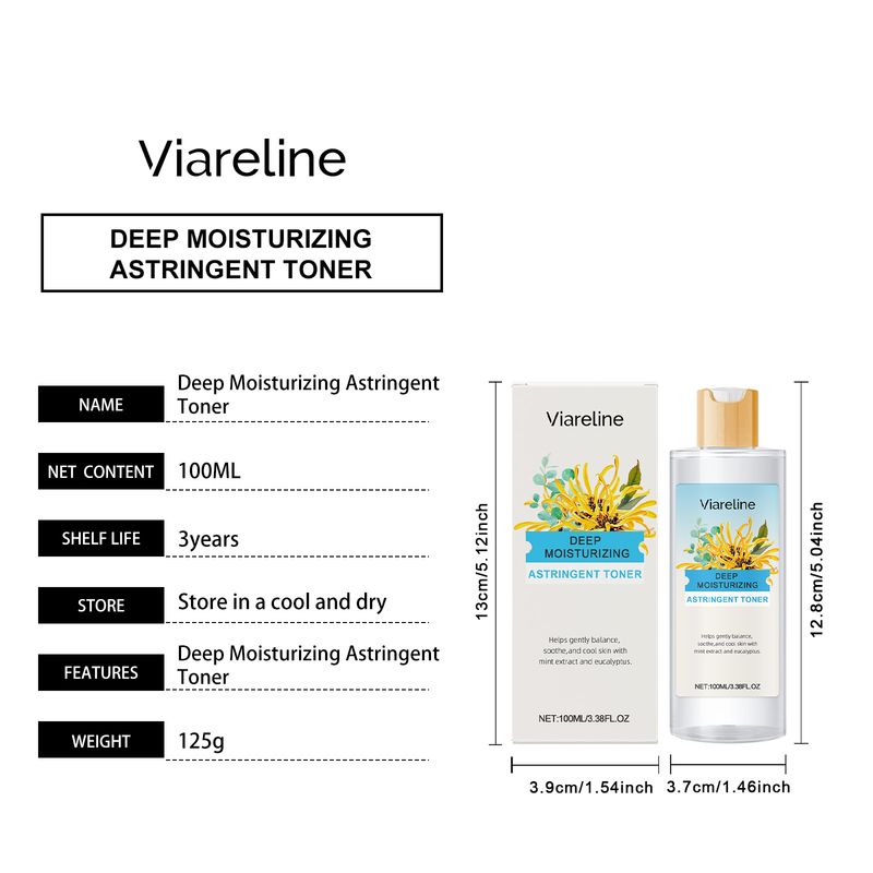 Viareline Witch Hazel Eucalyptus Moisturizing Toner Deep Moisturizes Long-Lasting Moisturizing Gently Soothing Hydrating_voghion.com