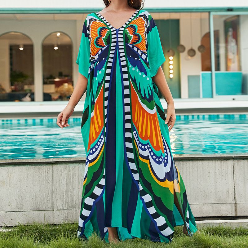 Kadın Giyim Plaj örtüsü rayon konumlandırma baskı tatil ev bornozu baskılı elbise_voghion.com