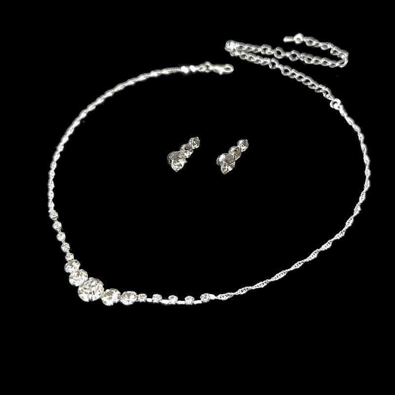 Set di gioielli da donna: elegante collana, orecchini, bracciale e spilla con strass per donna, perfetti per feste serali, matrimoni e occasioni speciali_voghion.com