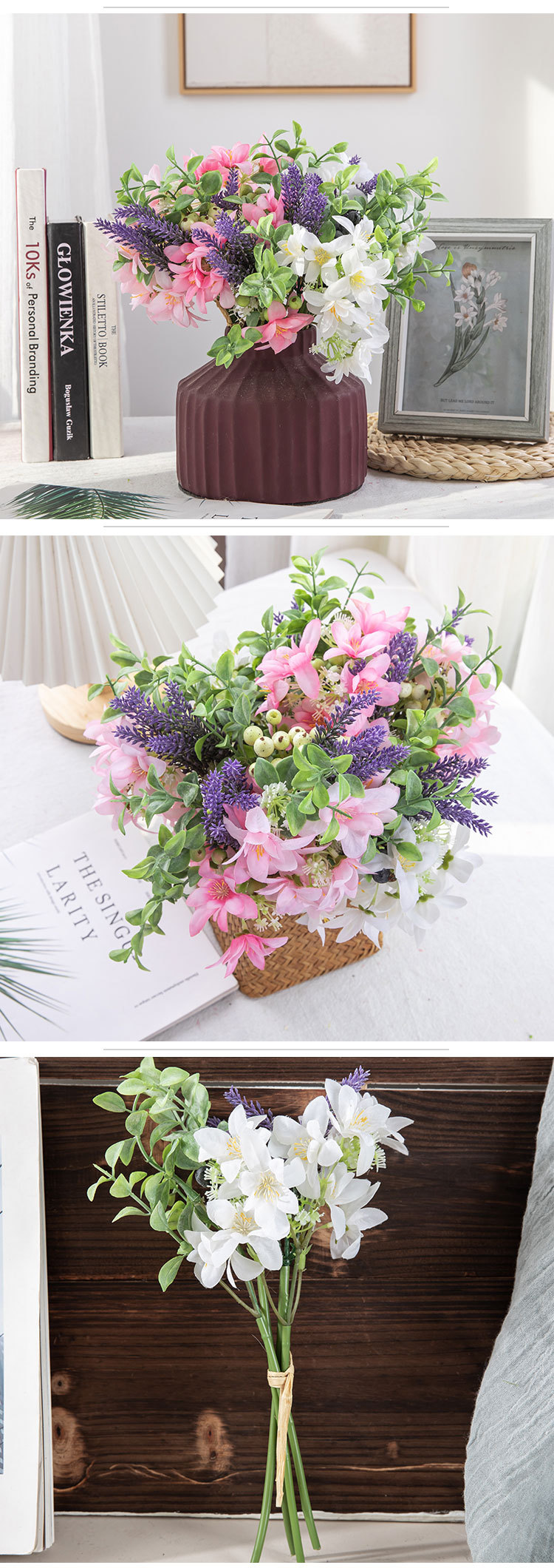Fournitures de fête et de fête Simulation Fleur Petit chrysanthème sauvage Herbe Bouquet INS Fleur Plante verte Décorations de mariage_voghion.com