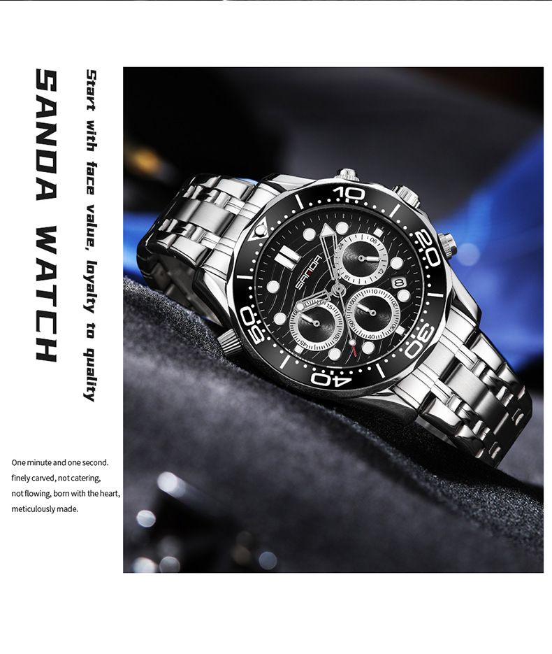 Men's Stainless Steel Quartz Watch With Date Display, Luminous Hands, And 30M Water Resistance - Fashionable Round Dial Wristwatch Waterproof_voghion.com