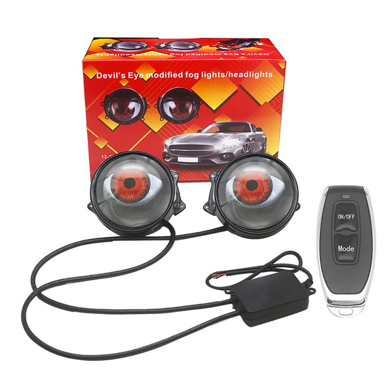 Luci diurne per auto, fari a LED Devil Eye da 3 pollici con telecomando, accessori per conversione retrofit Volta 12V K_voghion.com