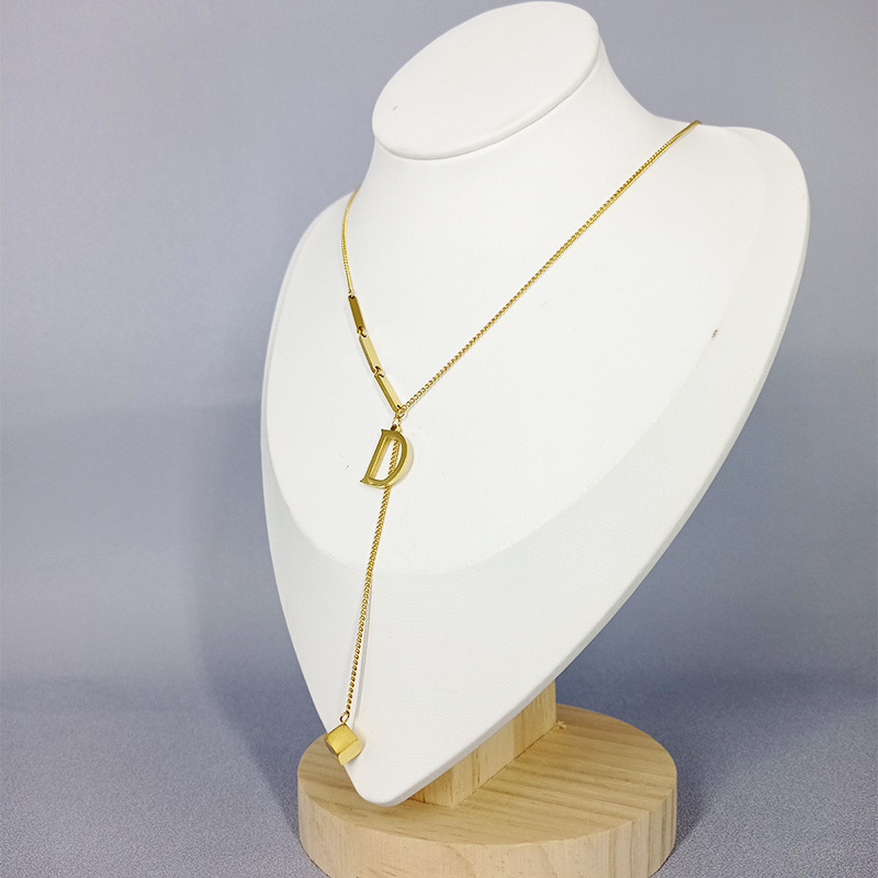 Biżuteria ze stali nierdzewnej, modna, elegancka, szlachetna litera D, seksowna kostka, zawieszka z frędzlami, łańcuszek typu choker, naszyjnik dla kobiet_voghion.com
