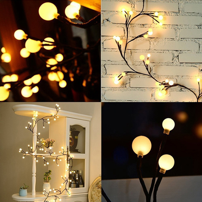 Rami LED, strisce in rattan, decorazione della stanza, camera da letto, luci colorate, luci lampeggianti, fili luminosi, stelle, palline, decorazioni di compleanno, layout_voghion.com