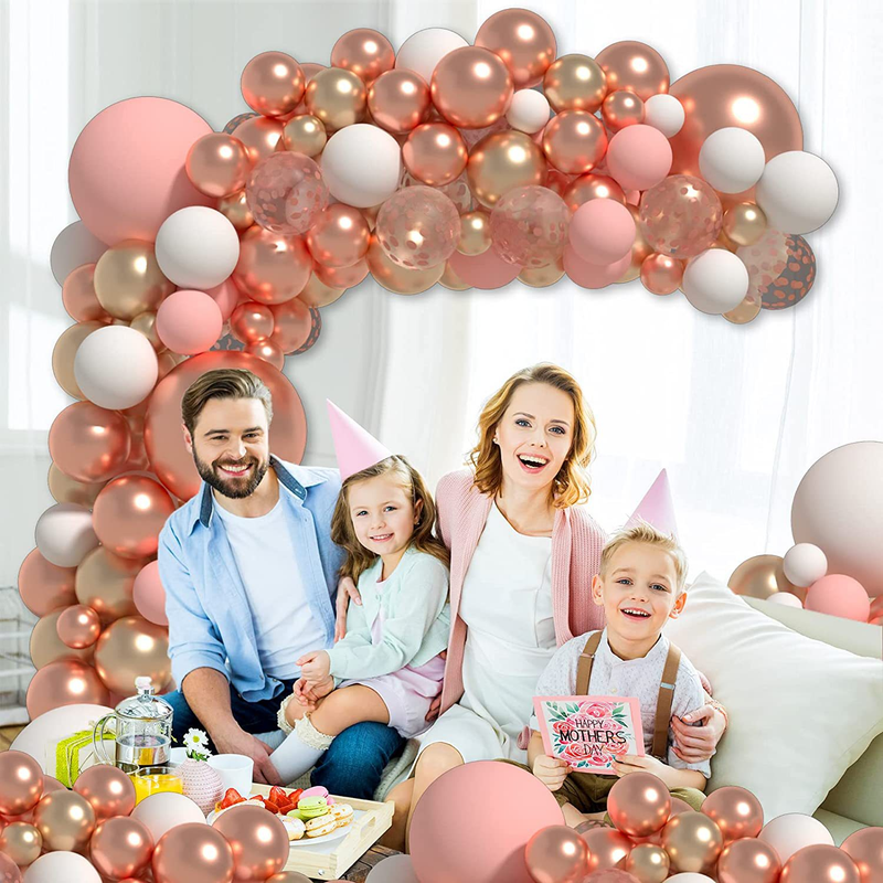 Gül Altın Pembe Line up Balon Dekorasyon Seti Doğum Günü Partisi çocuk Kutlama Düğün Dekorasyon Balon Zincir Paketi_voghion.com