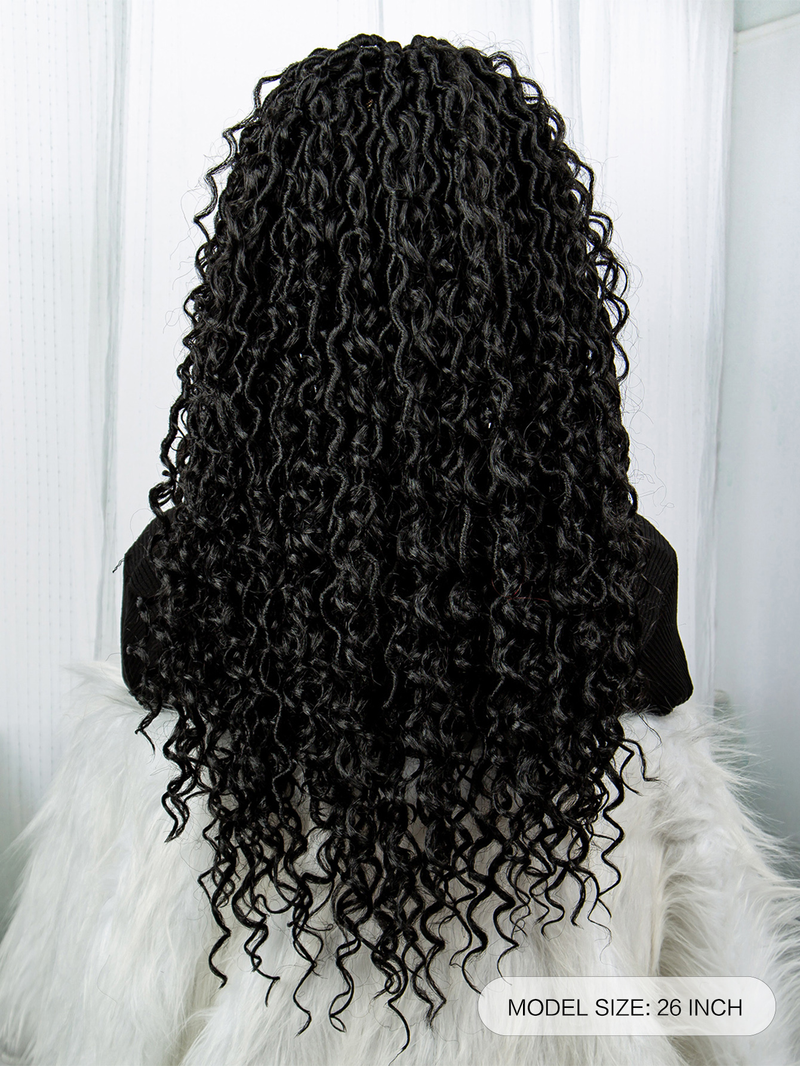 New 9*6 lace front braid head with wig 200% density Long braid mixed wave shape chemical fiber wig head cover_voghion.com