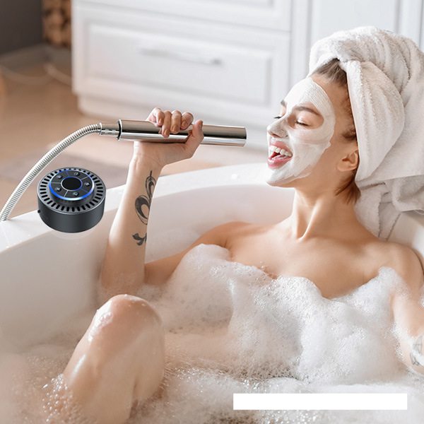 Haut-parleur bluetooth pour salle de bain, étanche à 7 niveaux, anti-poussière et antichoc, affichage de l'heure LED, mini haut-parleur radio FM intégré_voghion.com