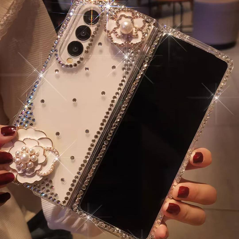For Samsung Galaxy Z Fold 3 4 5 Luxury Cute Bling Brilliant Diamond Crystal Flower Phone Deksel_voghion.com