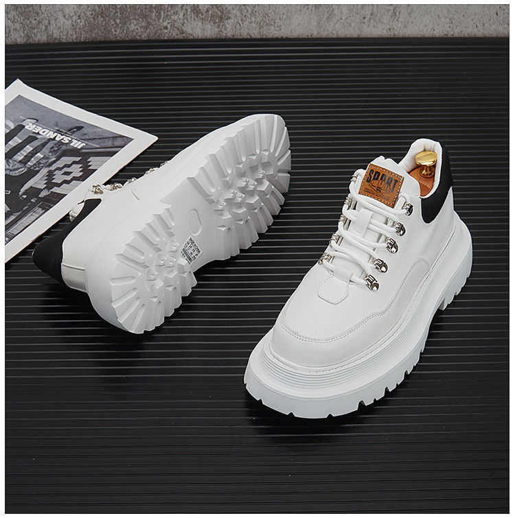 Scarpe nuove di zecca da uomo primavera 2024, scarpe alla moda, altezza interna aumentata, scarpe casual in pelle, stivali bassi Martin con fondo spesso_voghion.com